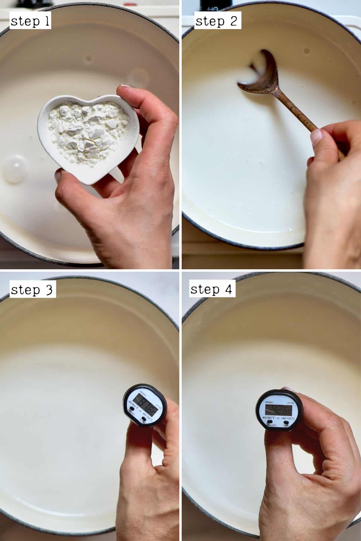 Steps for heating coconut milk with cornstarch