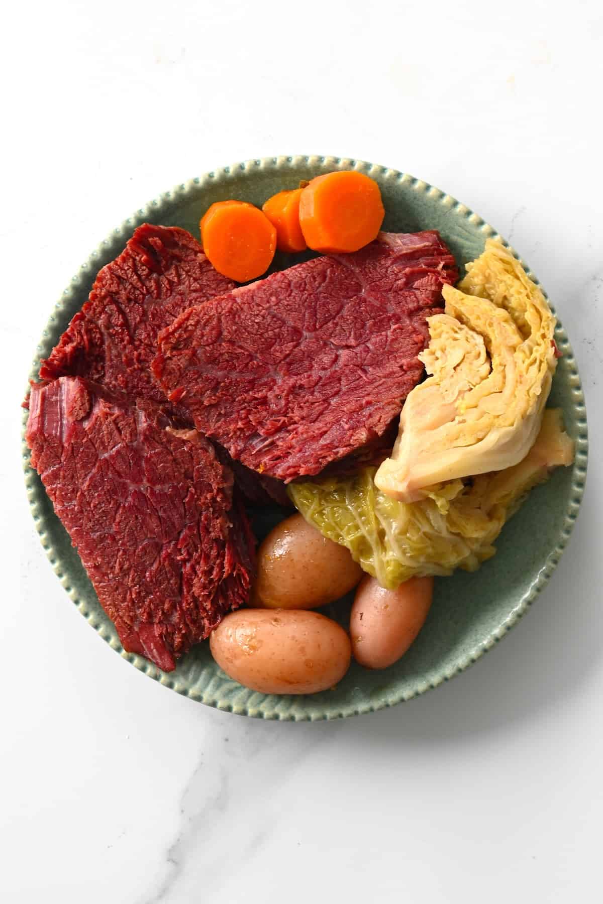 Corned beef and cabbage serve on a plate