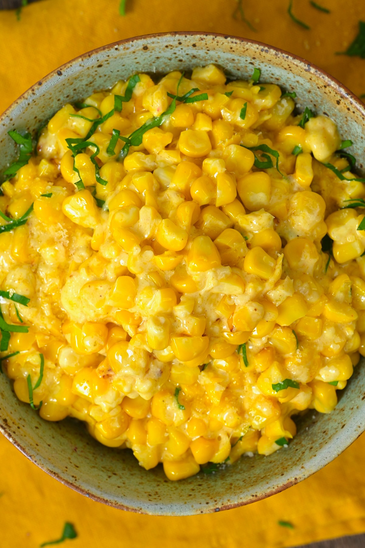 A bowl with creamed corn