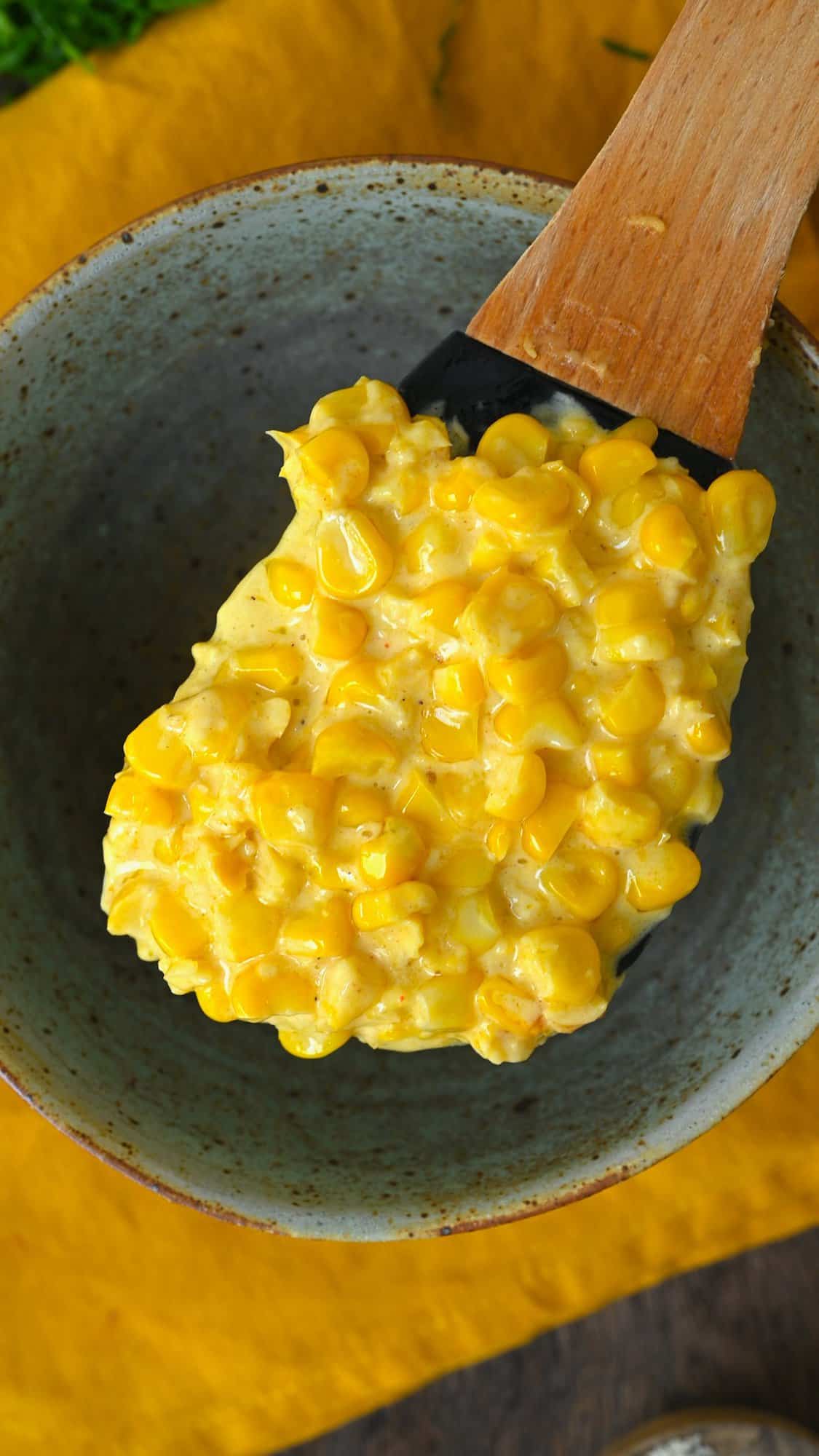 A spoonful of creamed corn