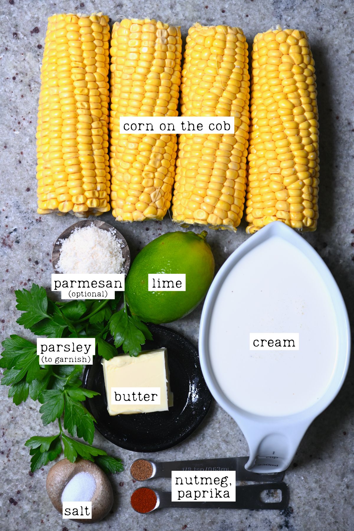 Ingredients for creamed corn
