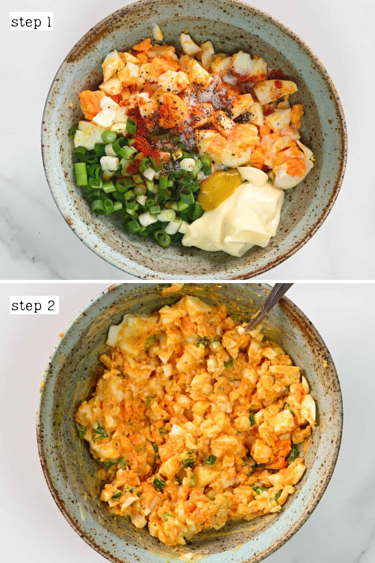 Steps for making egg salad
