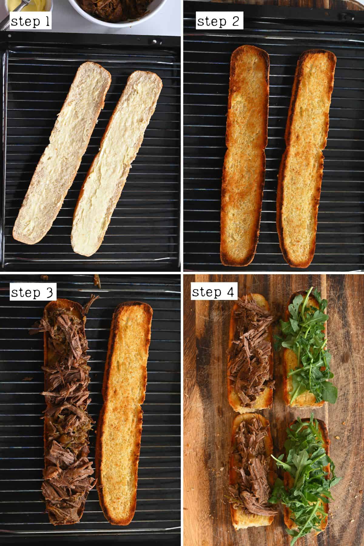 Steps for making french dip sandwich