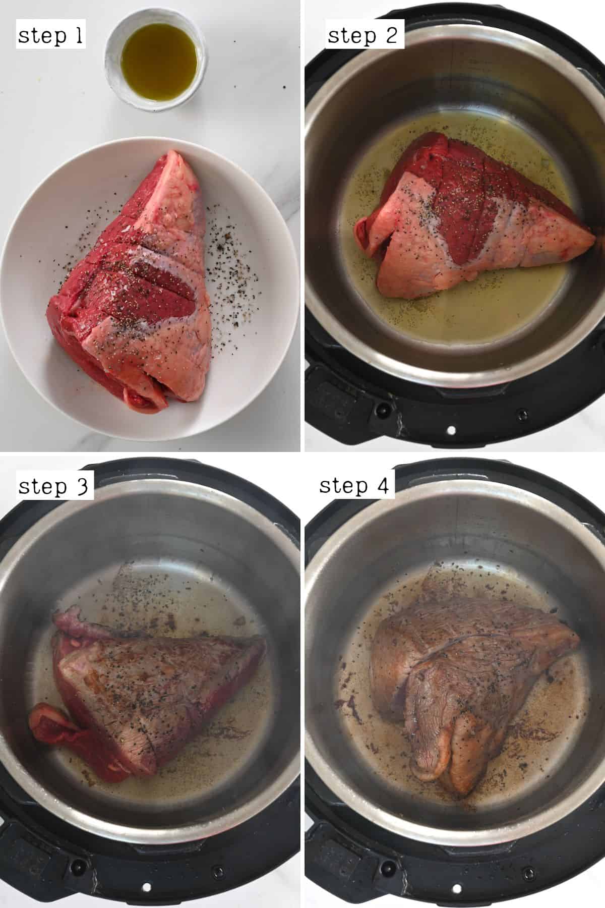 Steps for searing beef rump roast