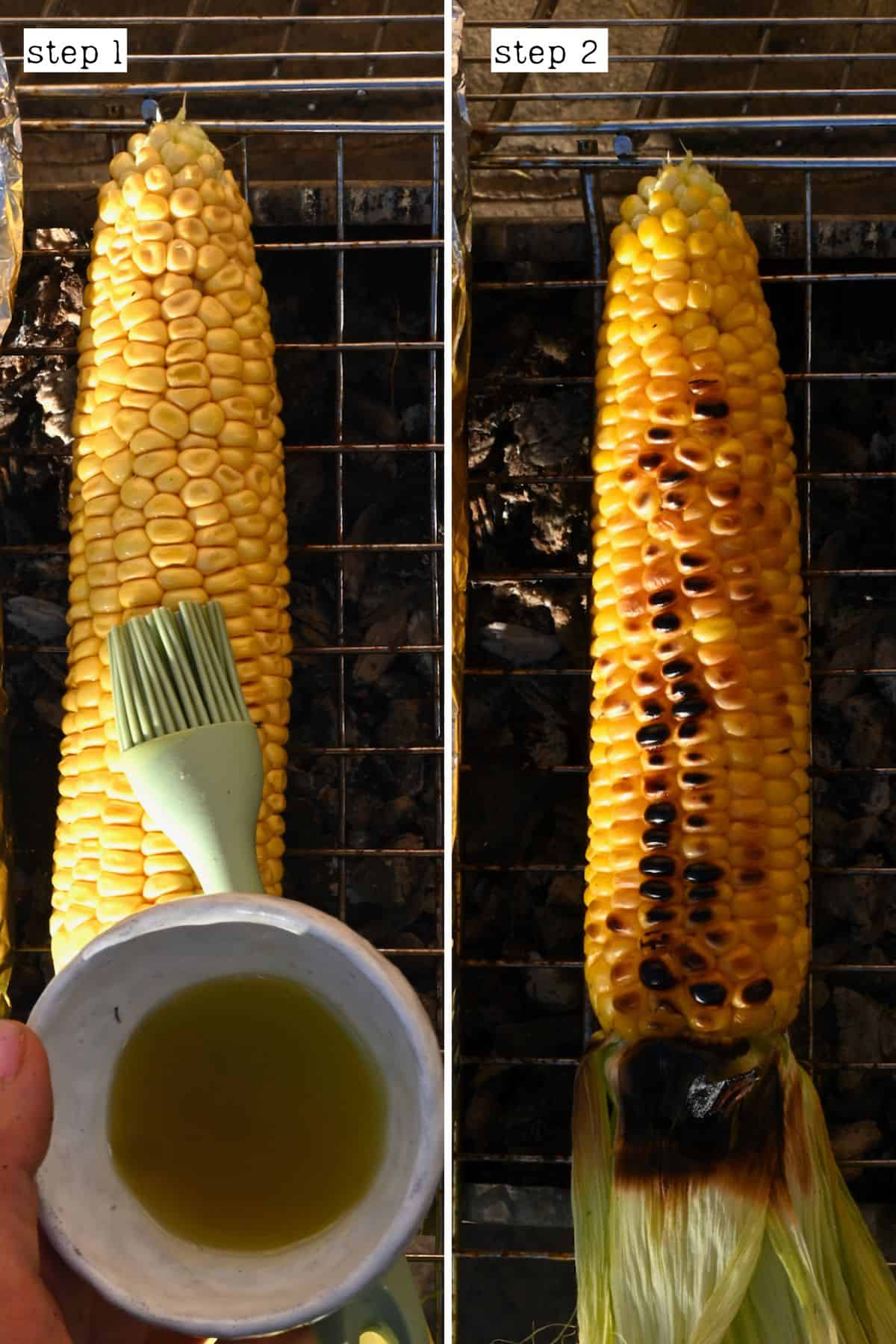 Steps for grilling corn with no foil