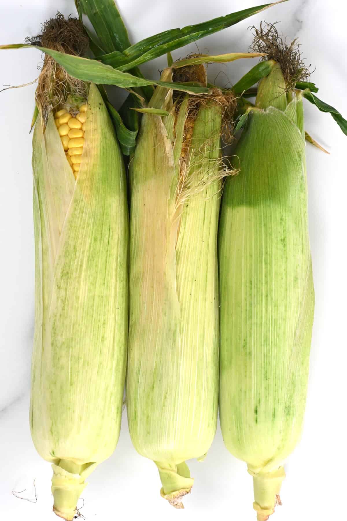 Three corns in husk