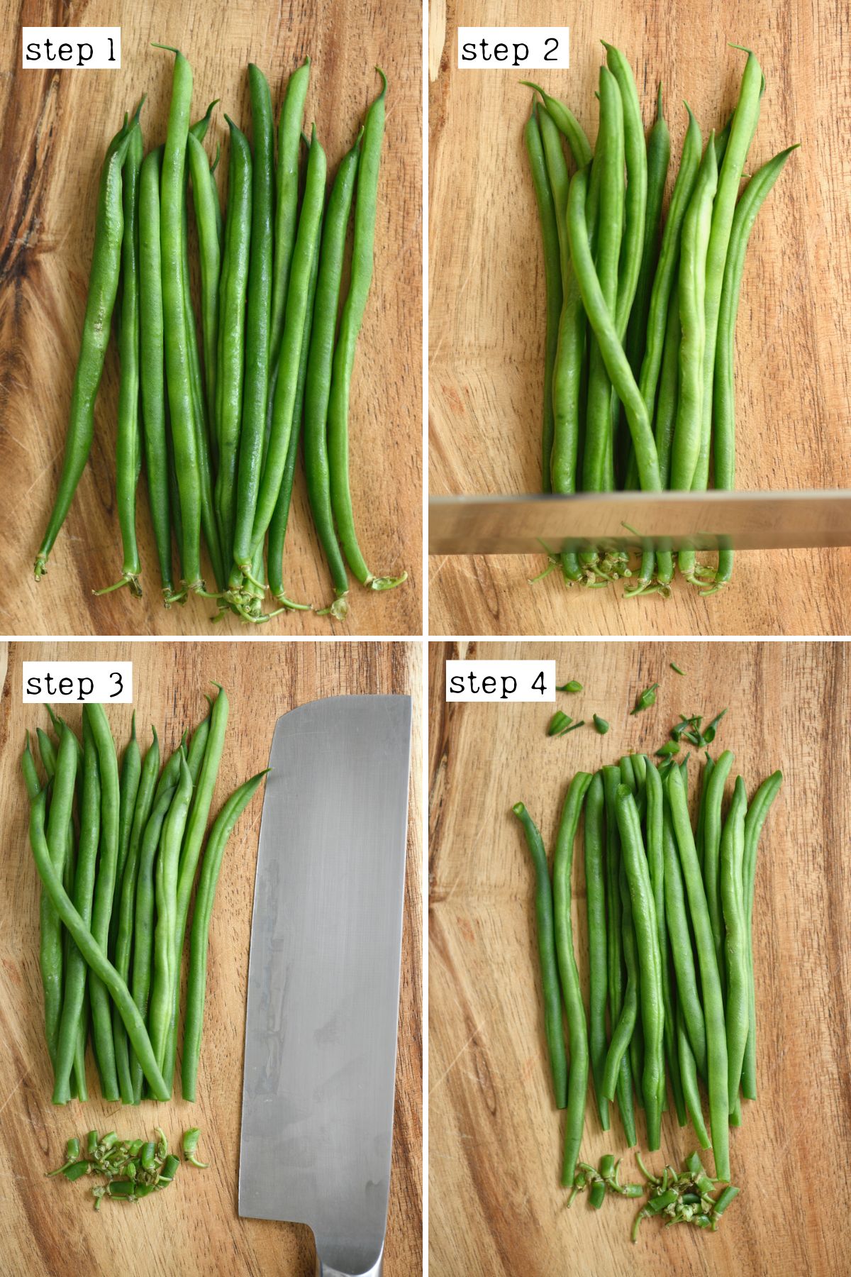 Steps for trimming green beans