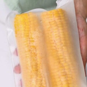 Corn on the cob in a freezer bag