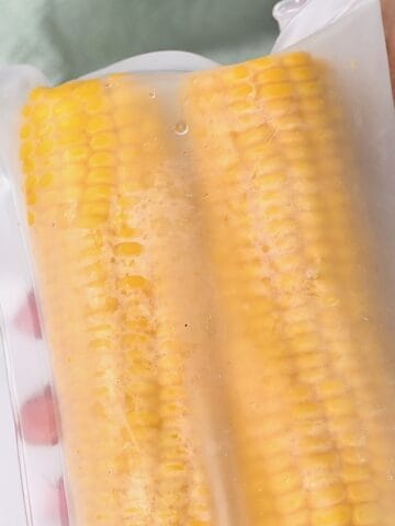 Corn on the cob in a freezer bag