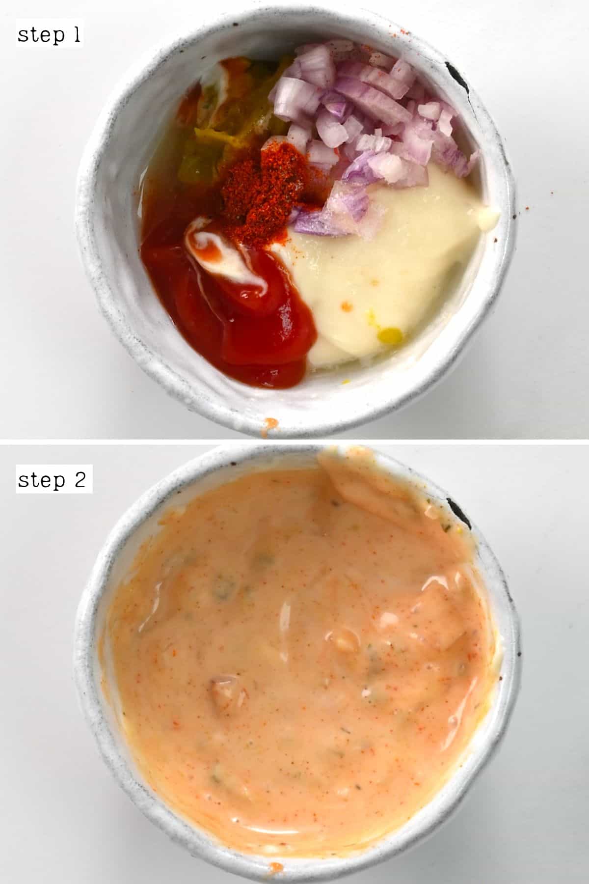 Steps for making Thousand Island dressing