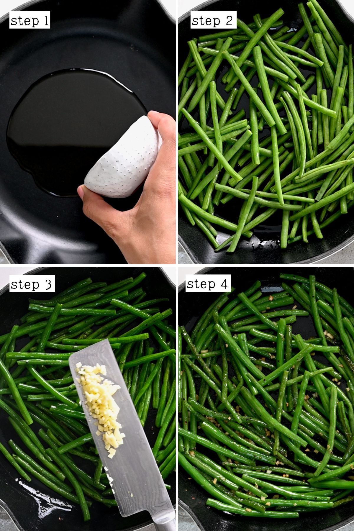 Steps for sautéing green beans