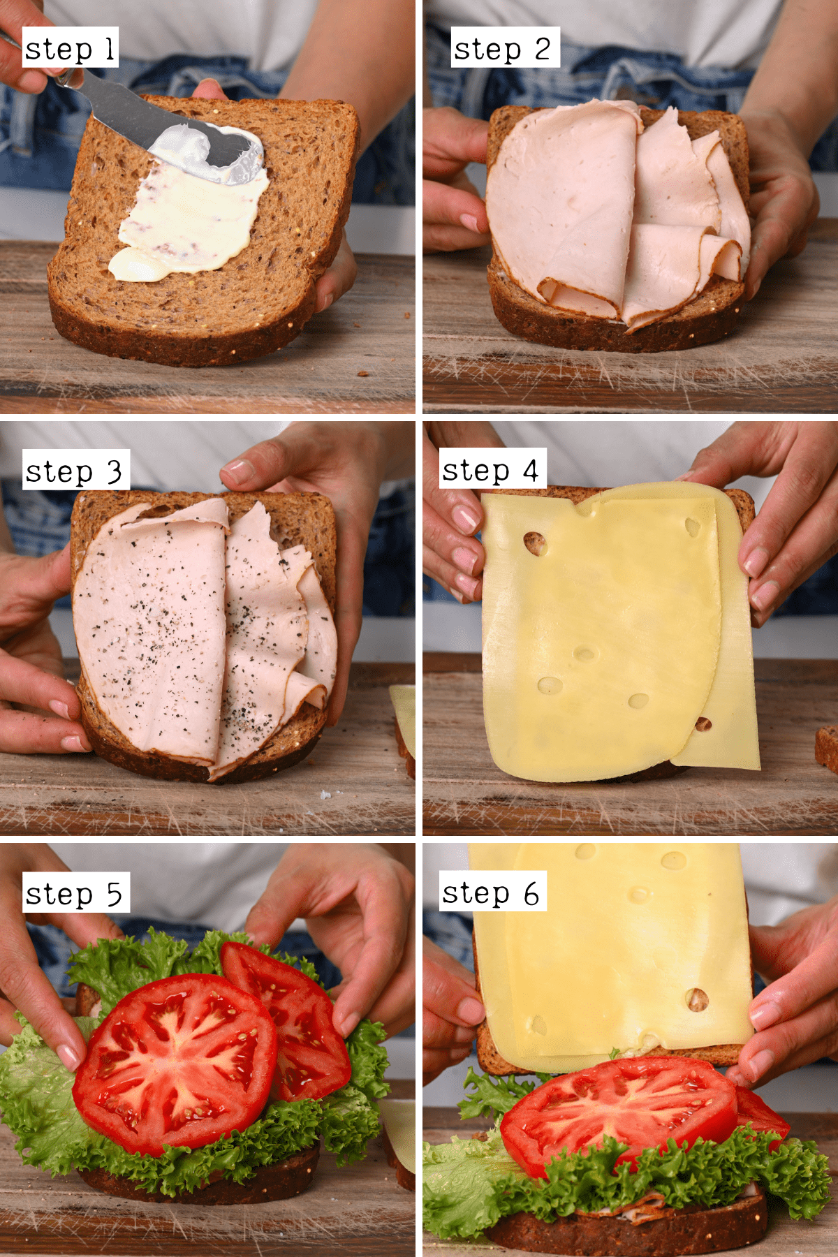 Steps for preparing turkey sandwich