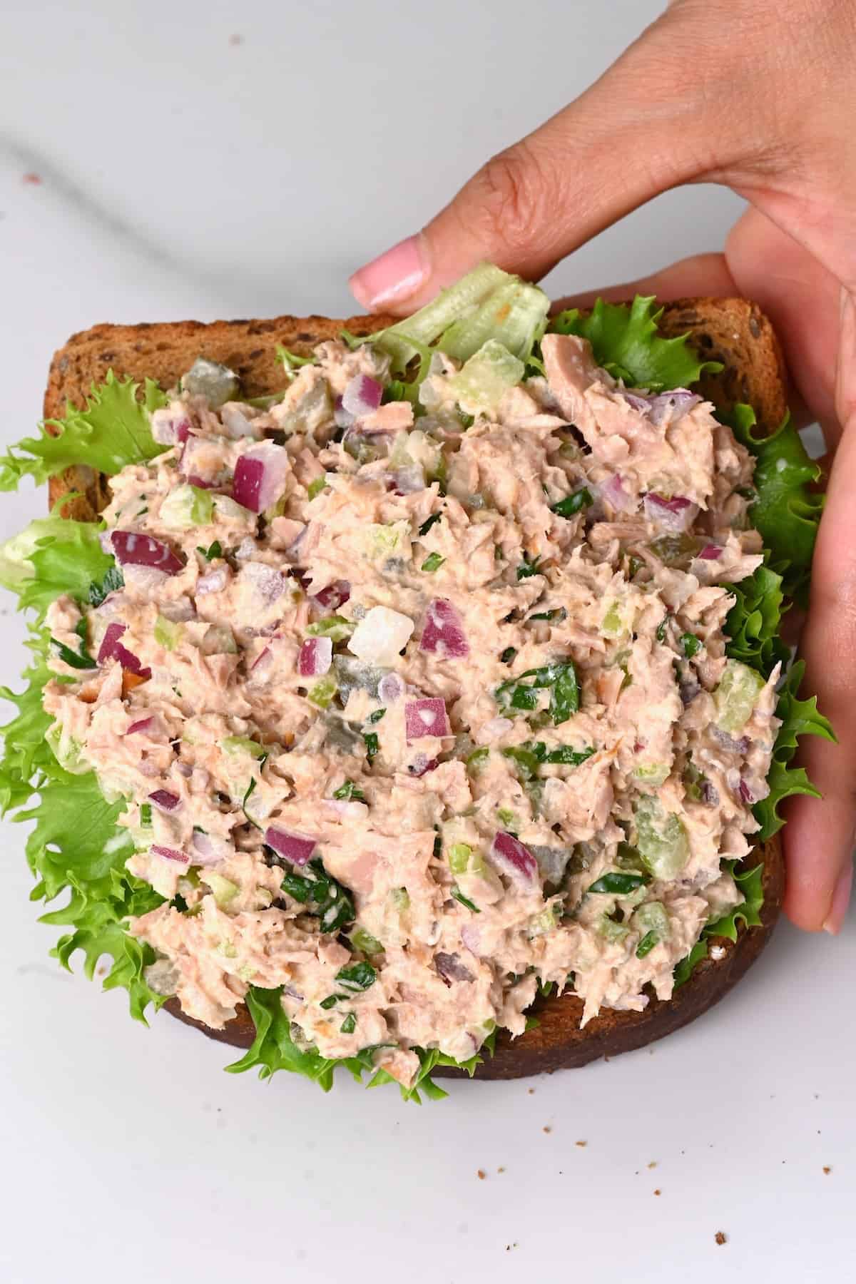 Open sandwich with tuna salad
