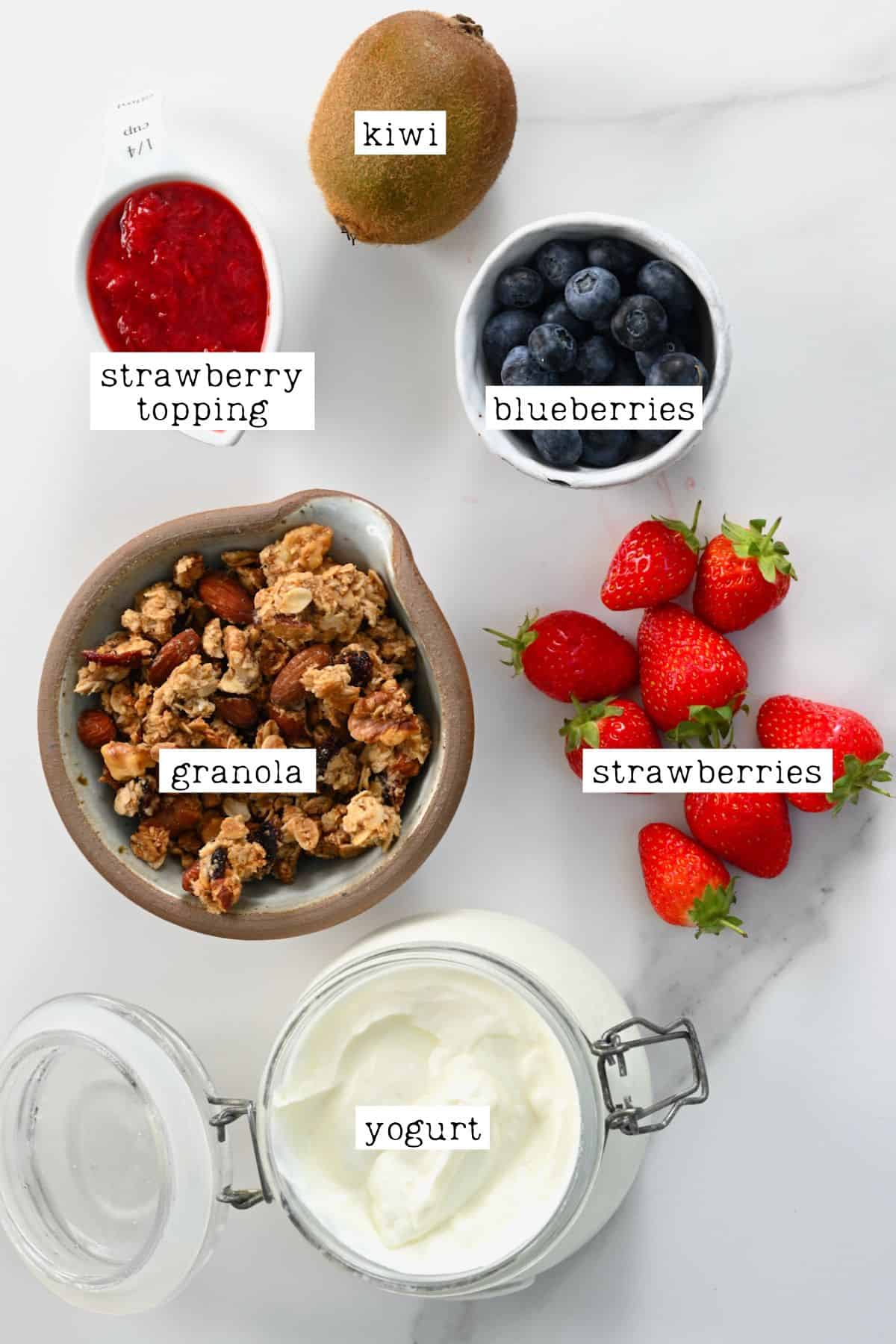 Ingredients for yogurt parfait