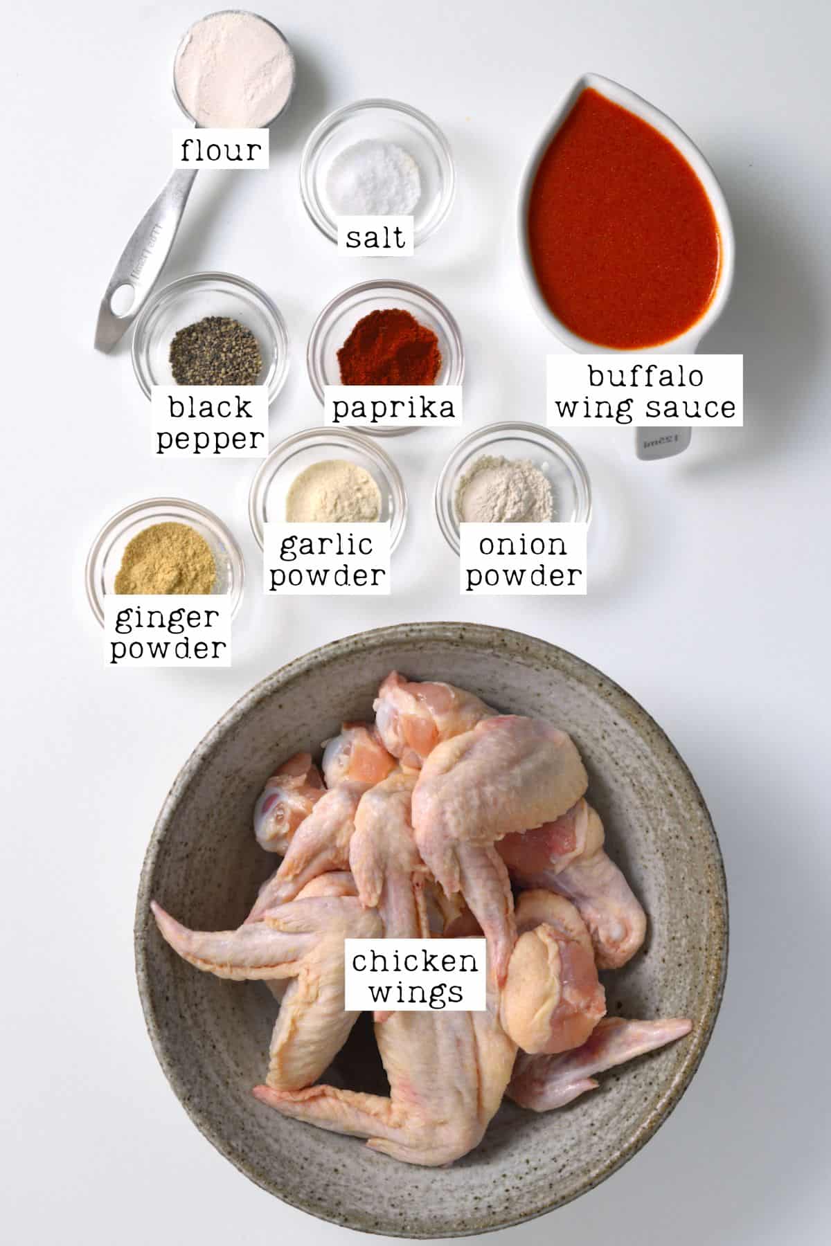 Ingredients for air fryer chicken wings