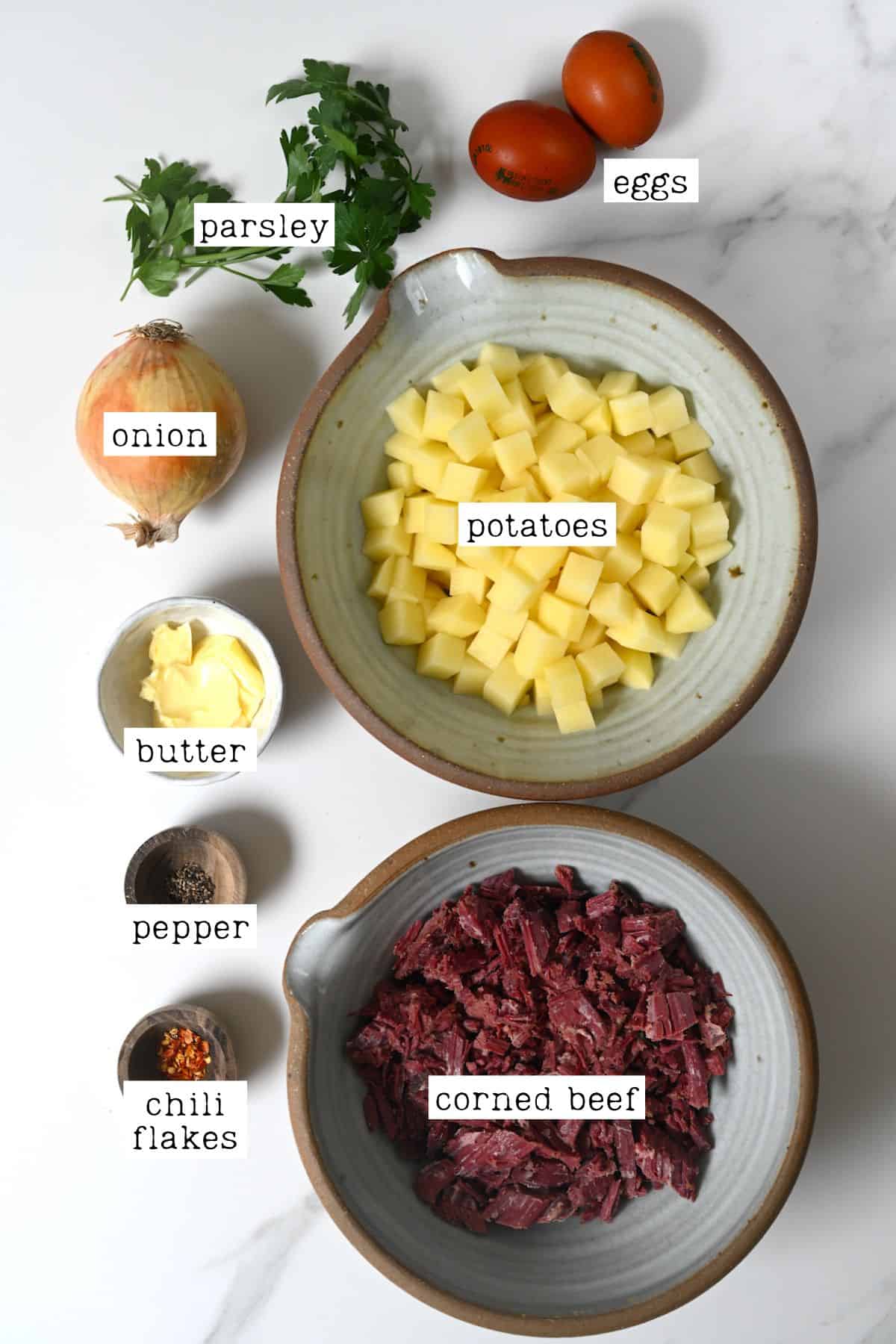 Ingredients for corned beef hash