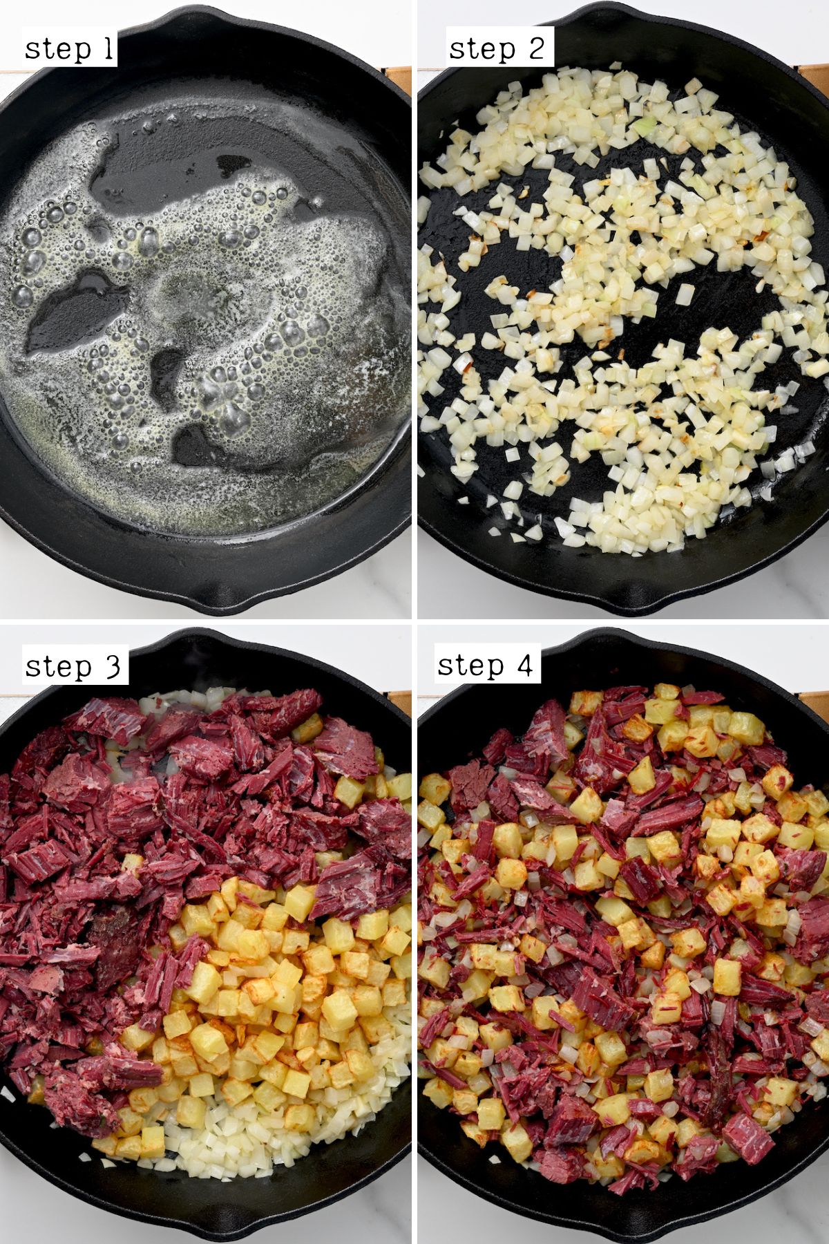 Steps for preparing corned beef hash