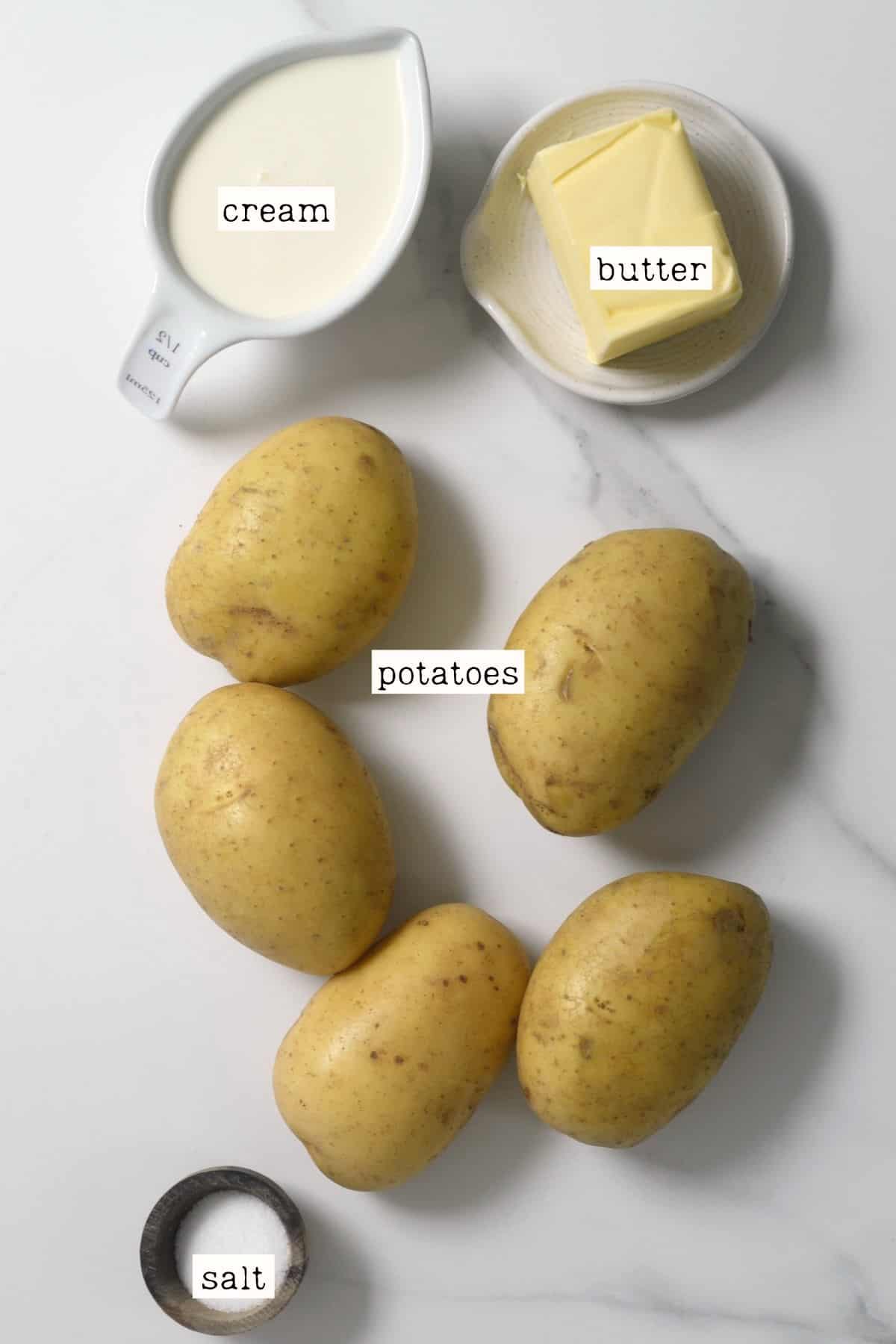 Ingredients for mashed potatoes