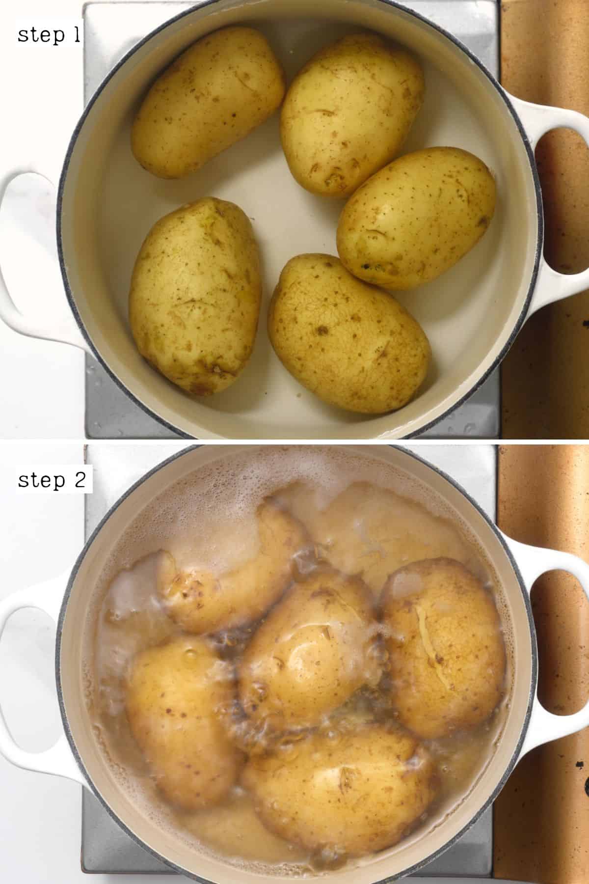 Steps for boiling large potatoes