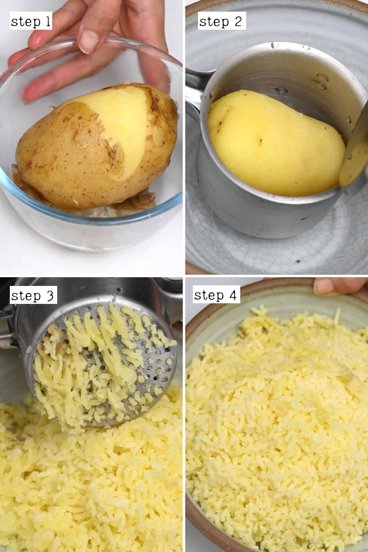 Steps for peeling and mashing potatoes