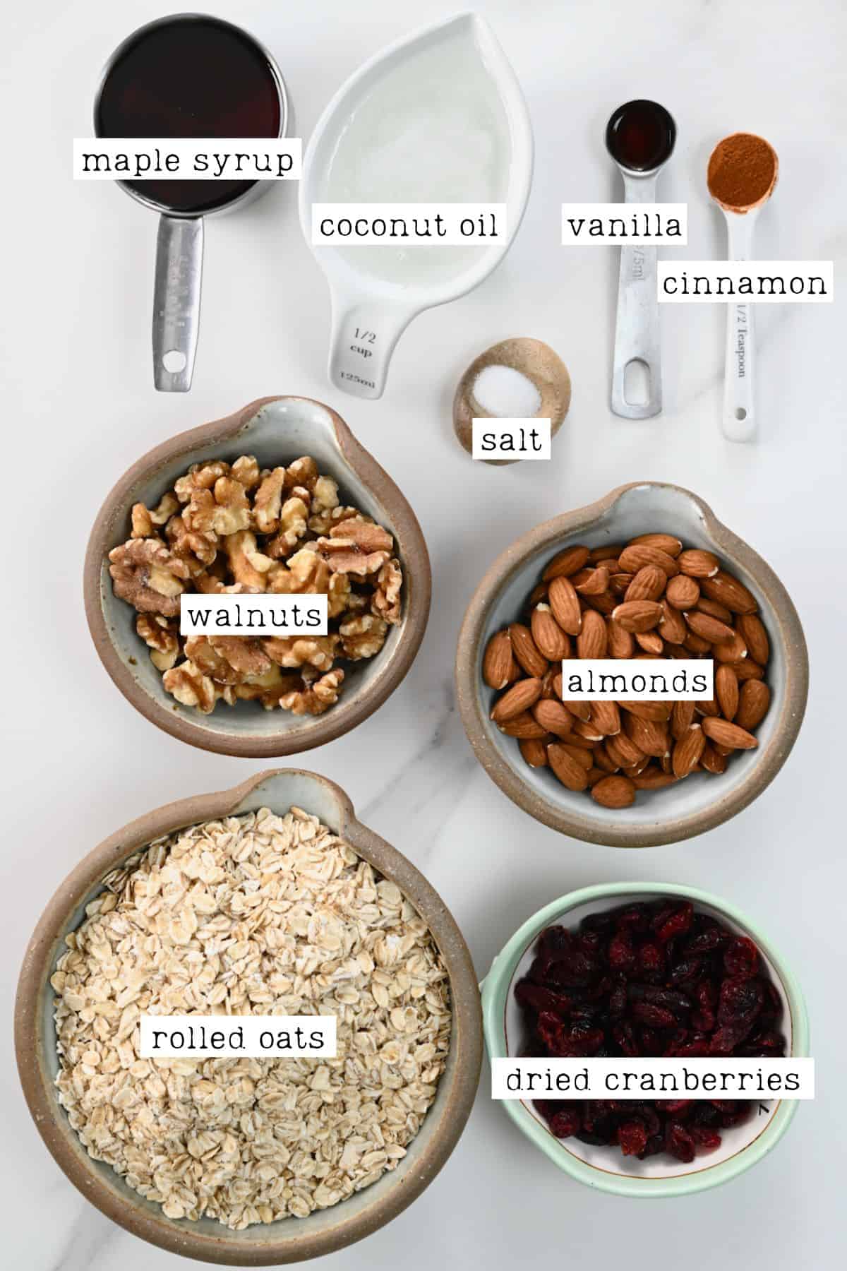 Ingredients for healthy granola
