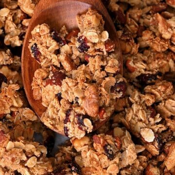 A spoonful of chunky homemade granola