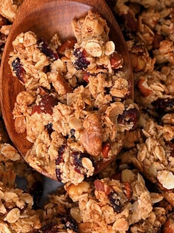 A spoonful of chunky homemade granola