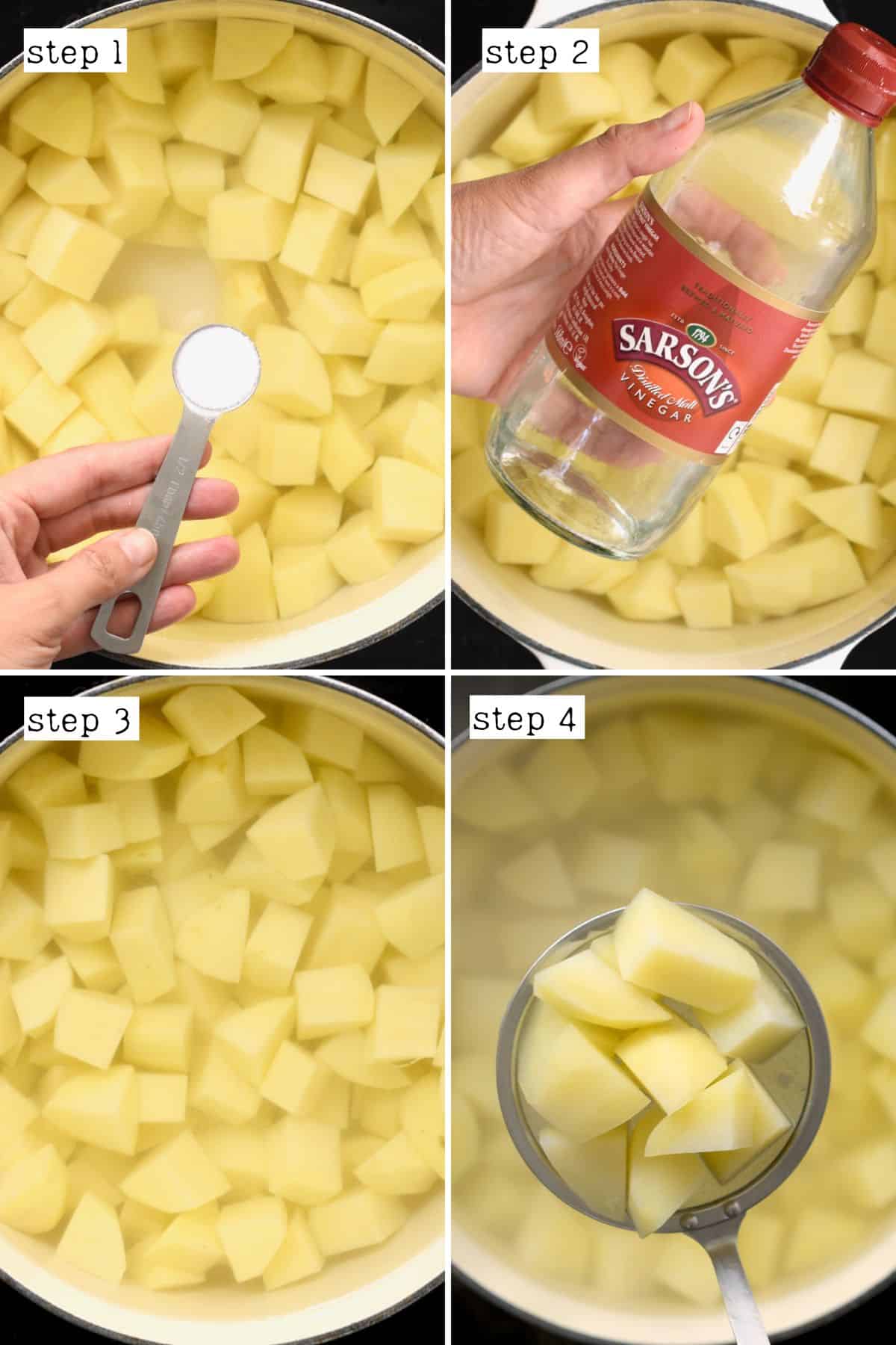 Steps for boiling chopped potatoes