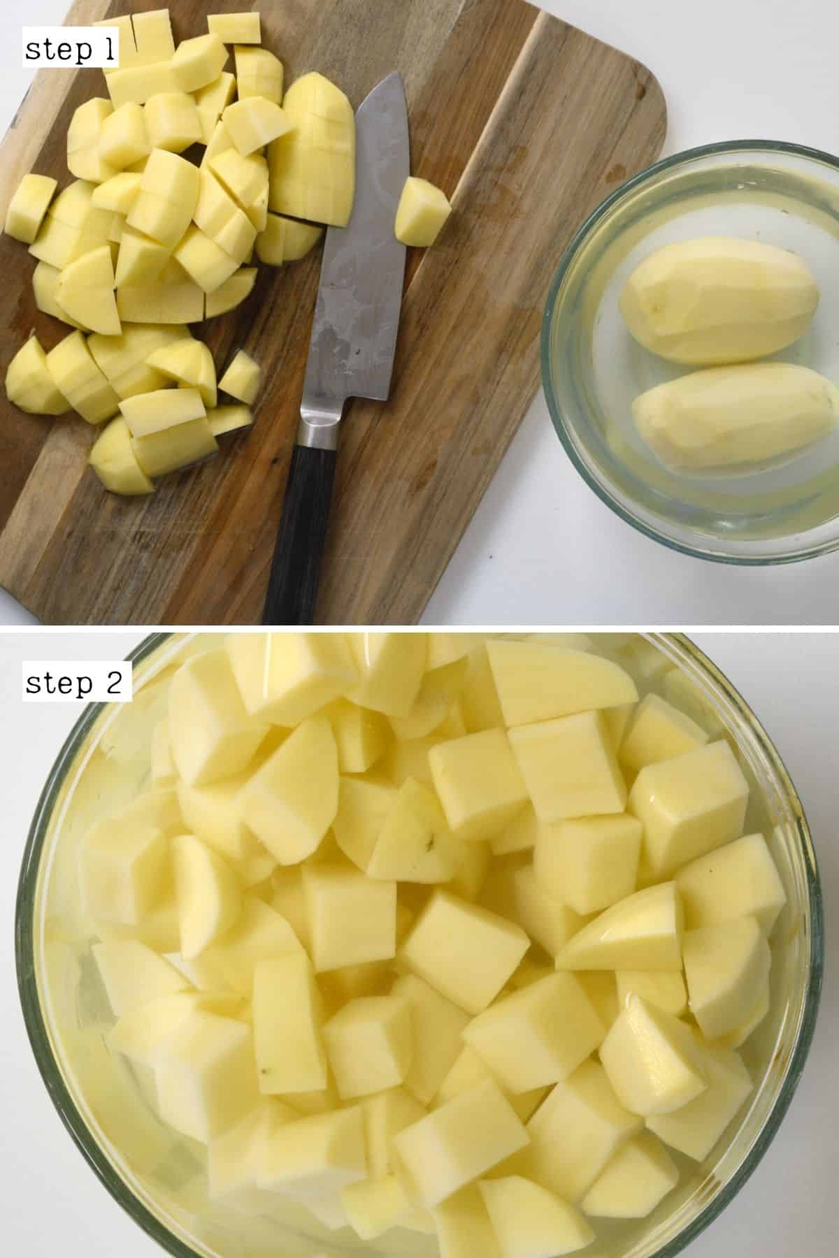 Steps for preparing chopped potatoes