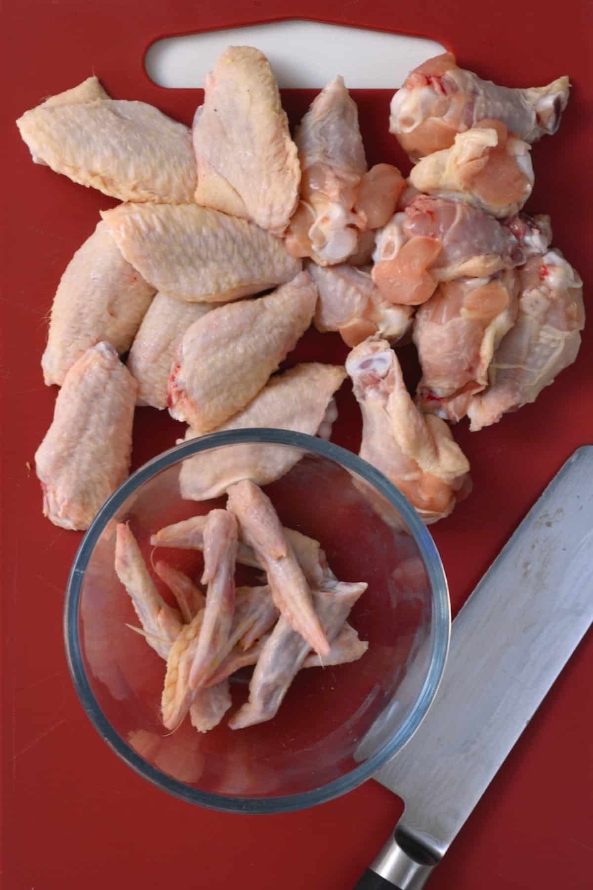 Chicken wings cut into parts