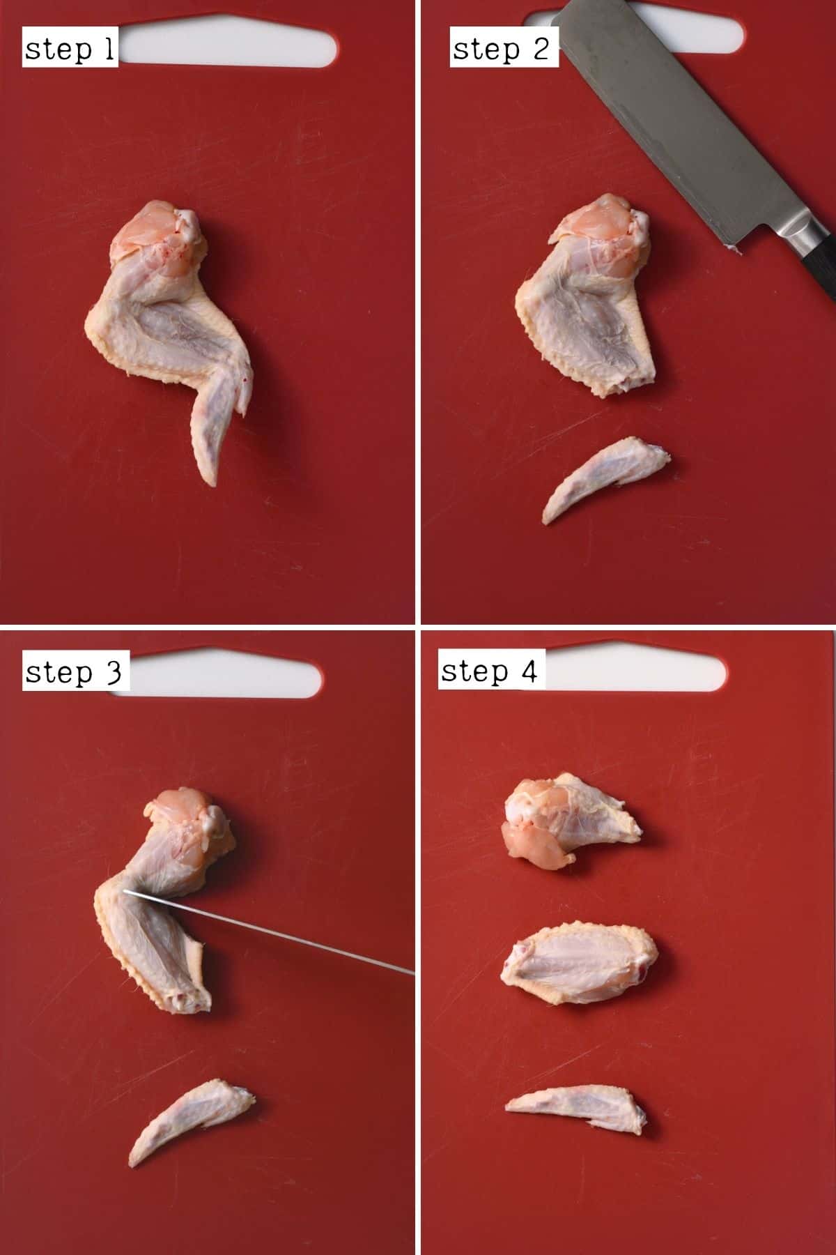 Steps for cutting chicken wings