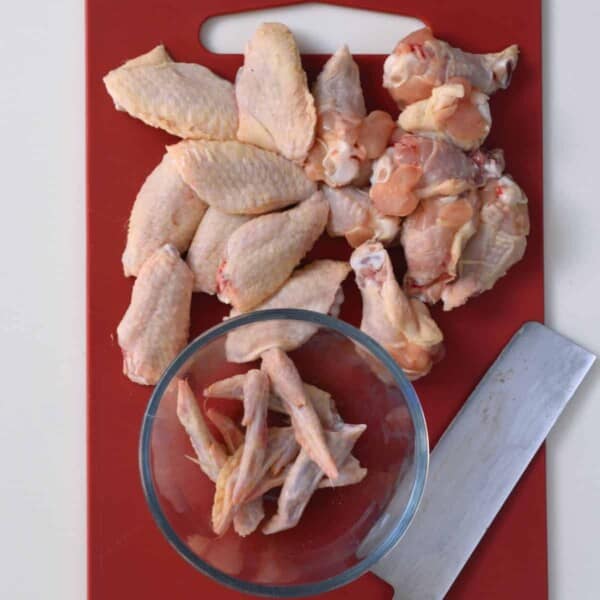 Chicken wings cut into parts