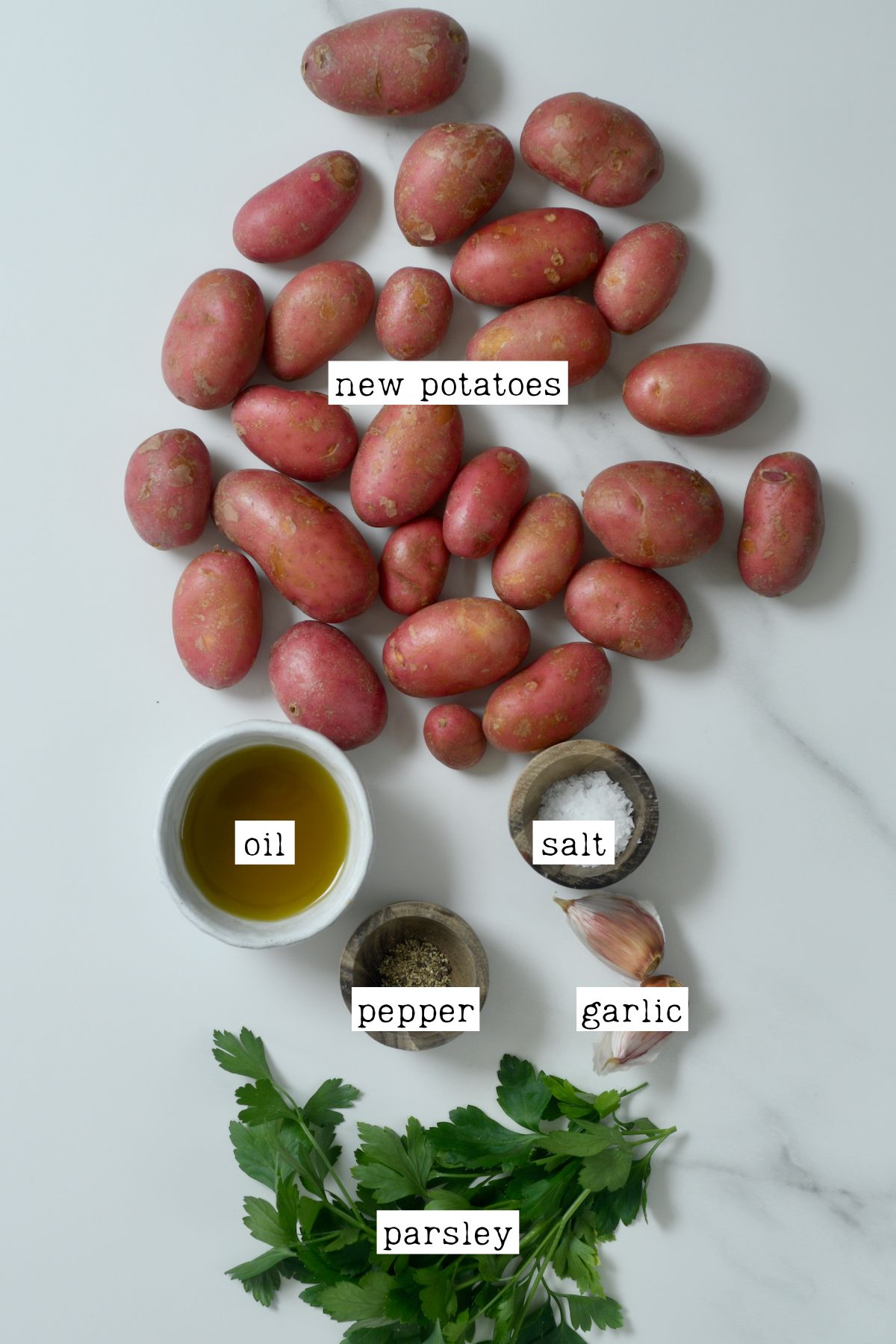 Ingredients for oven-roasted new potatoes