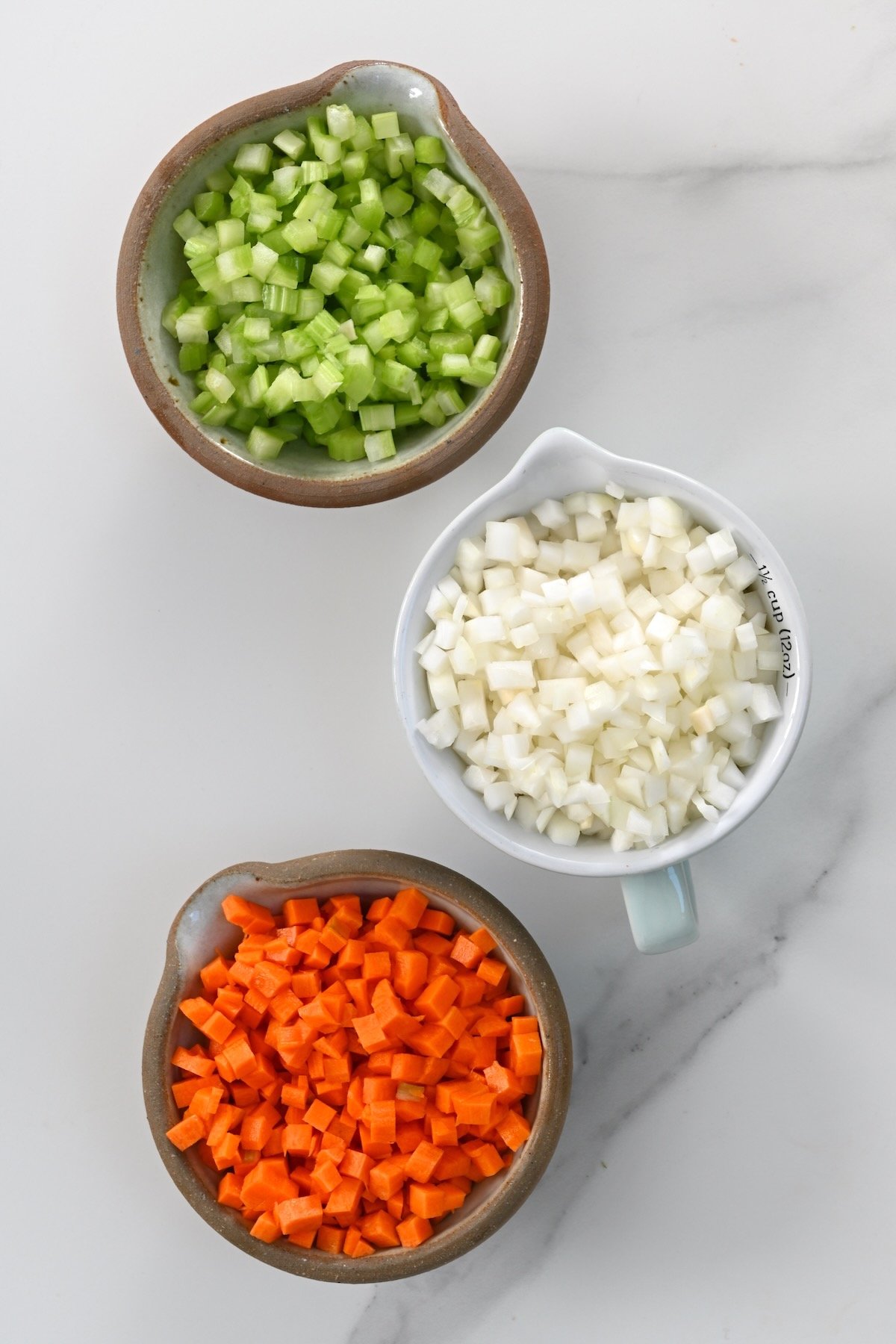 Chopped carrots onion and celery