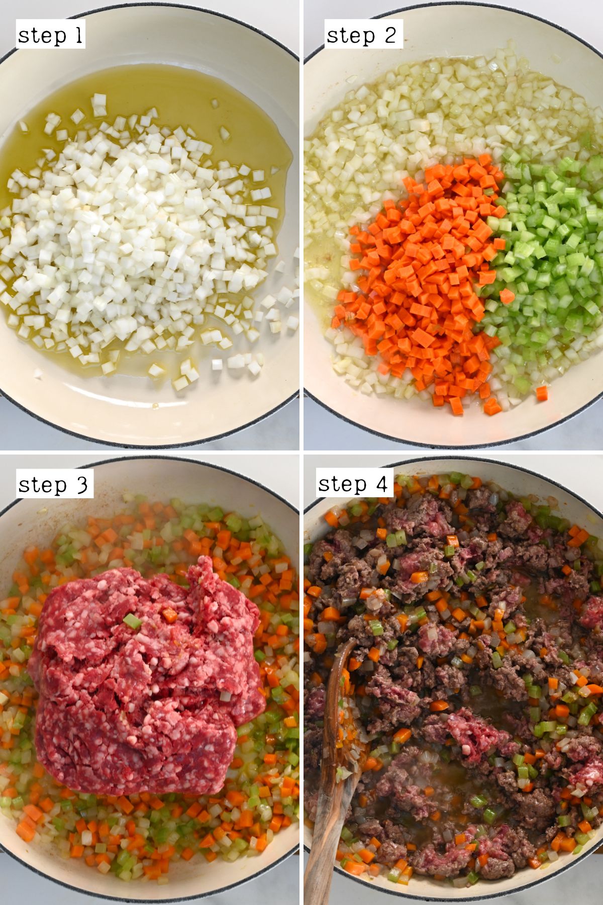 Steps for preparing sofrito and beef