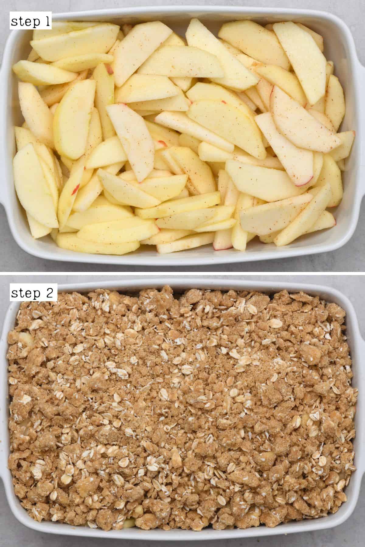 Steps for preparing apple crisp for baking