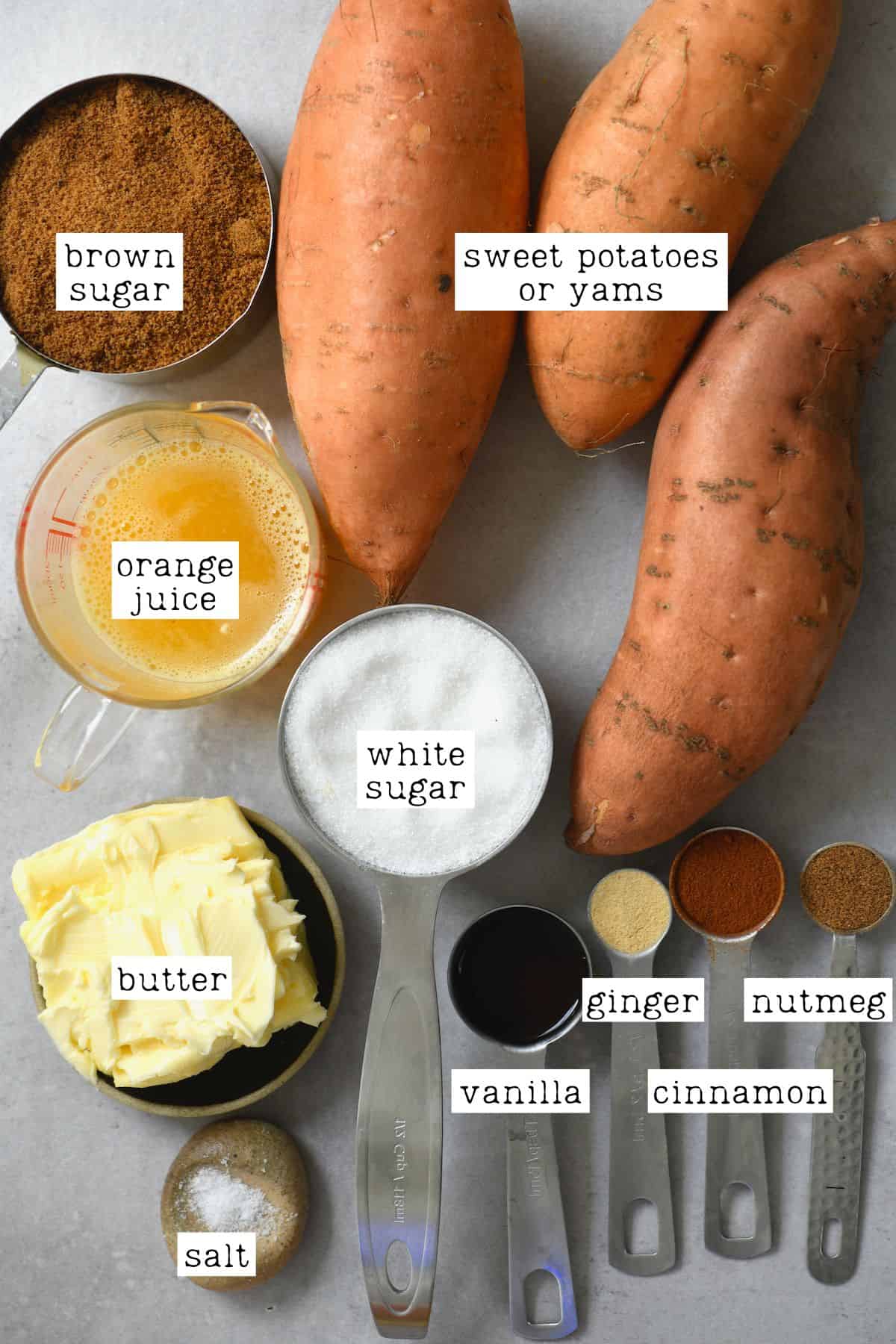 Ingredients for candied yams