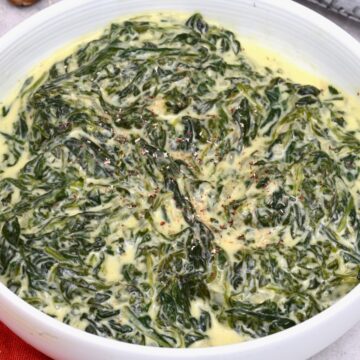 A serving of creamed spinach