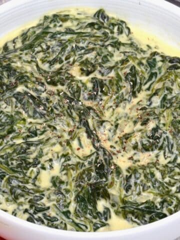 A serving of creamed spinach