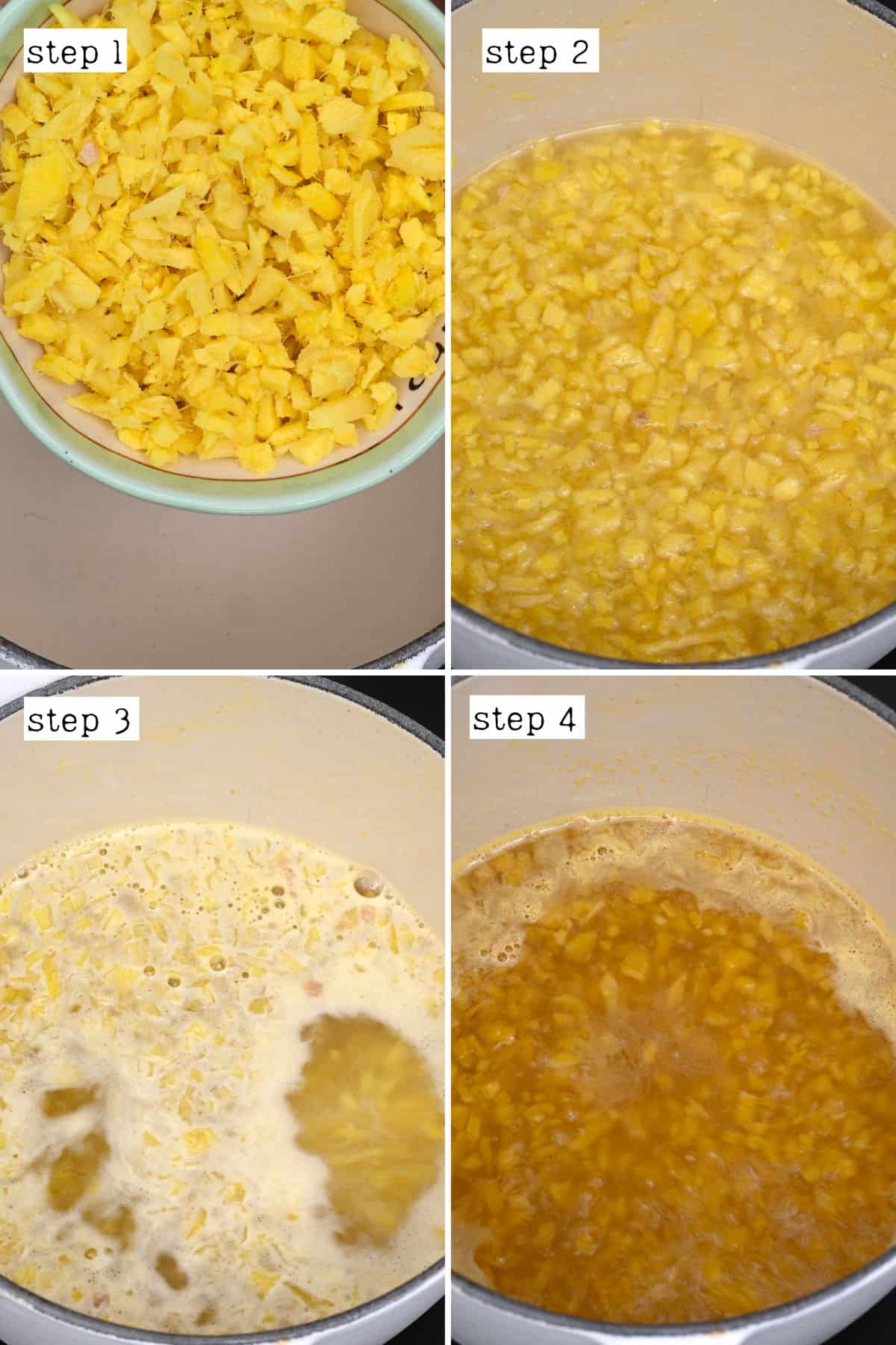 Steps for making ginger syrup