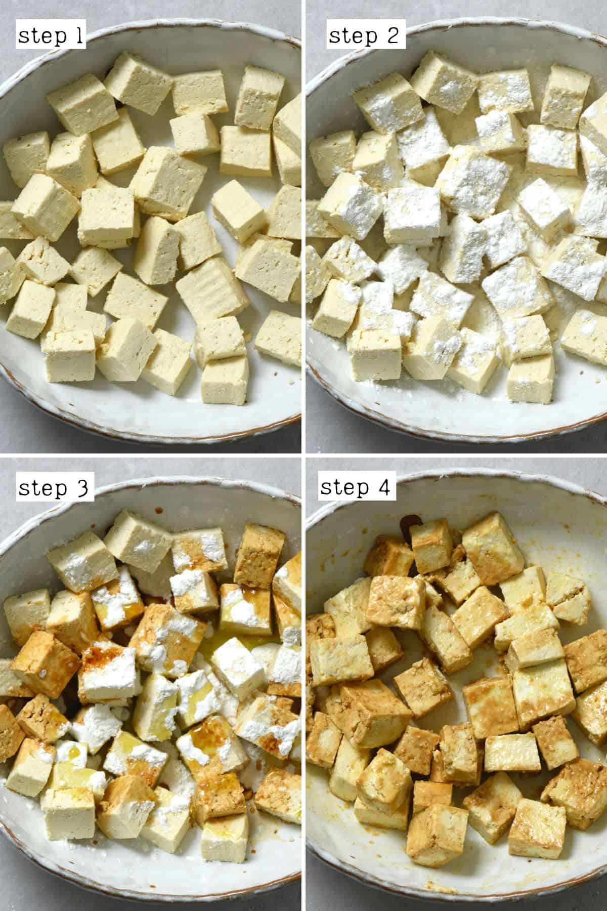 Steps for seasoning tofu cubes
