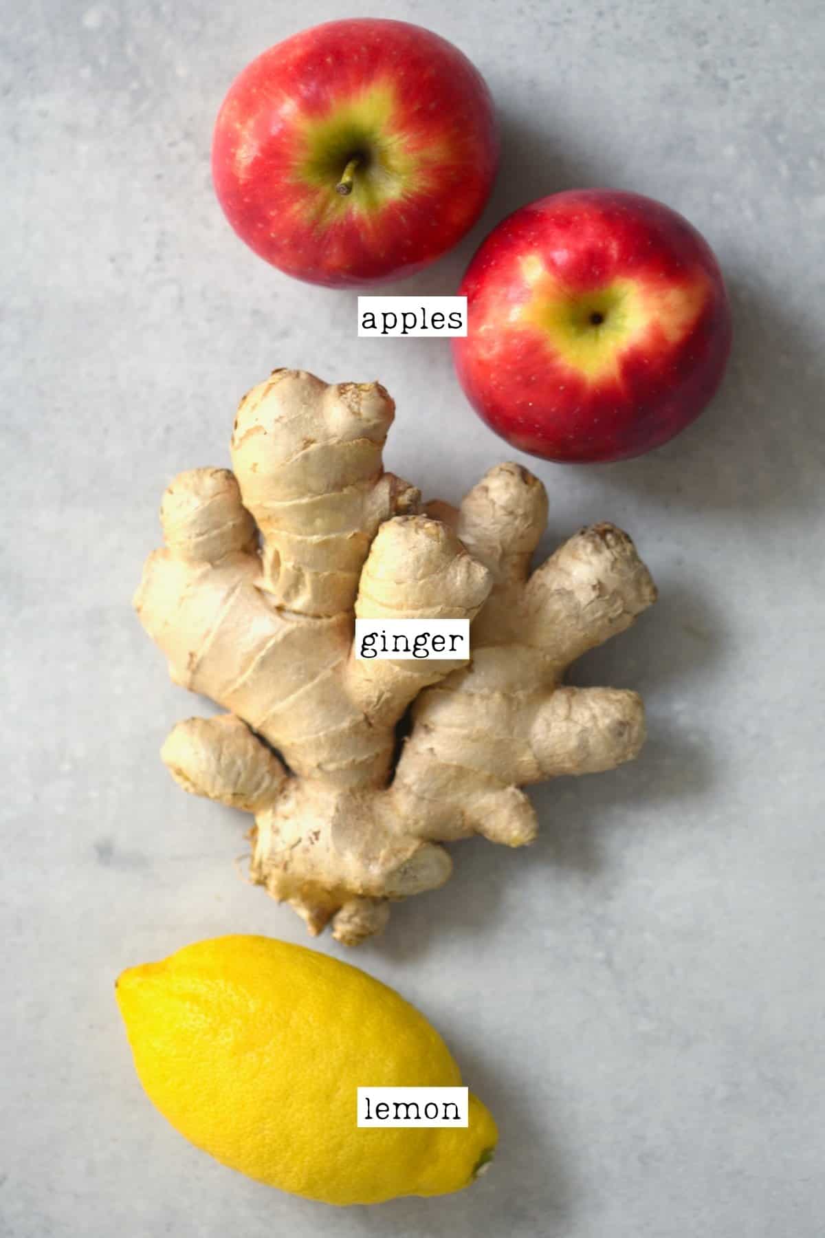 Ingredients for ginger shots