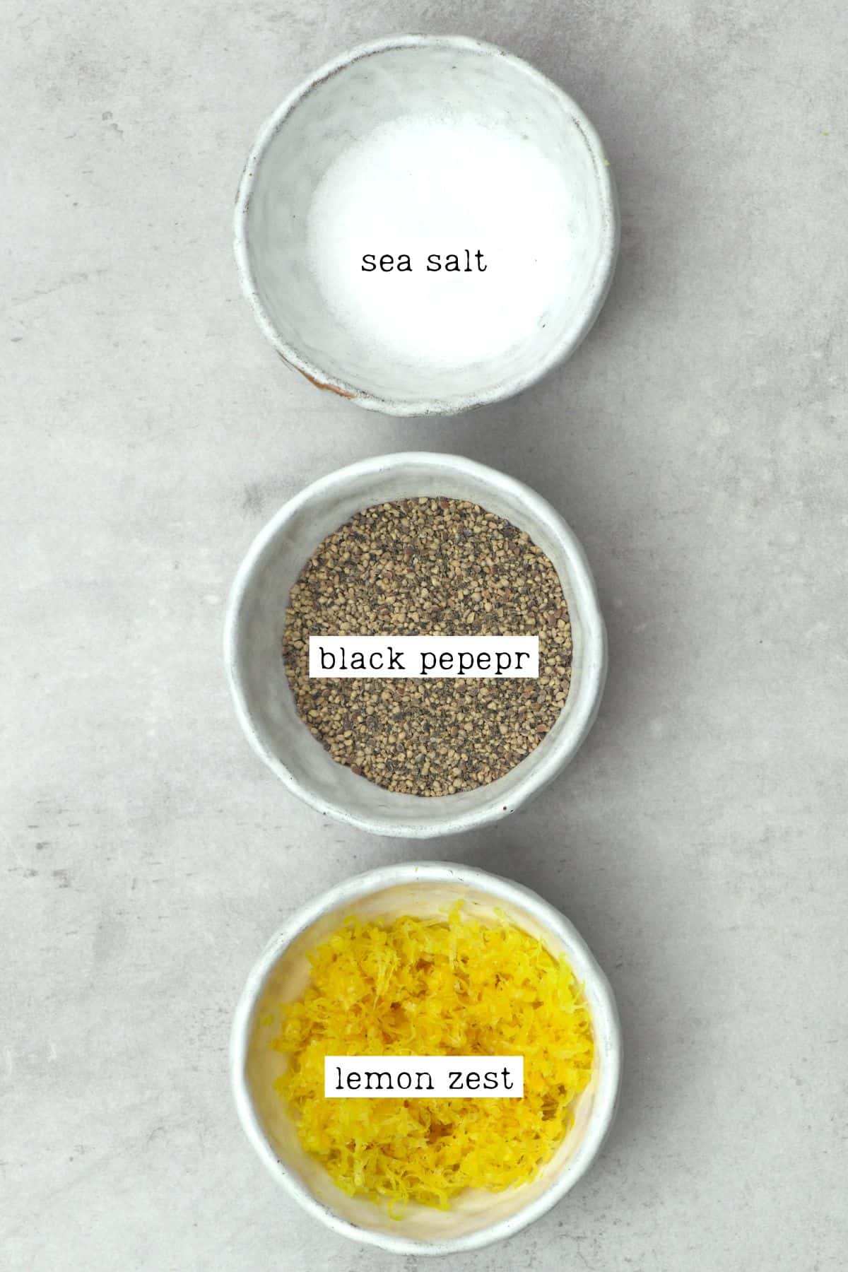 Ingredients for lemon pepper seasoning
