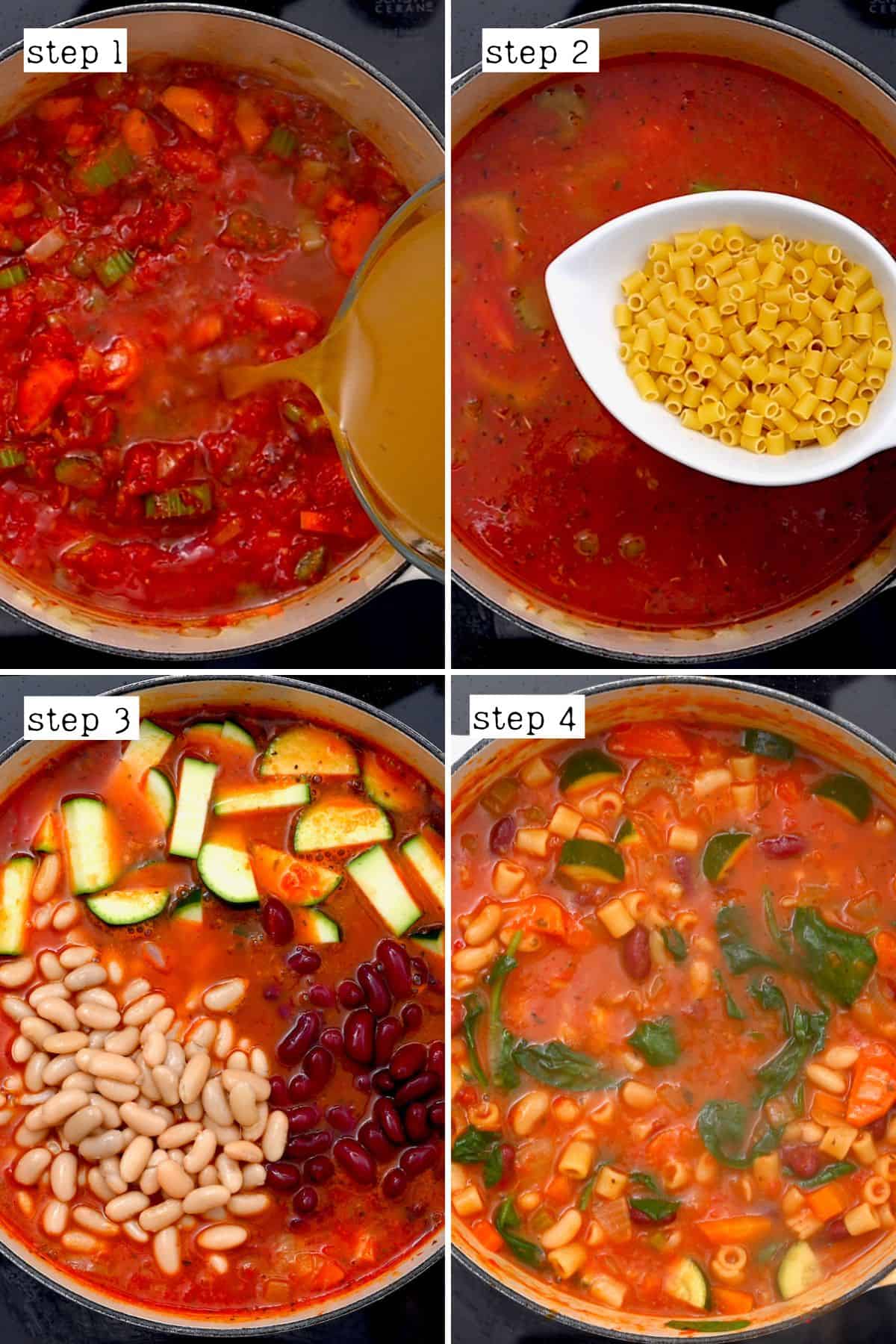Steps for preparing minestrone soup