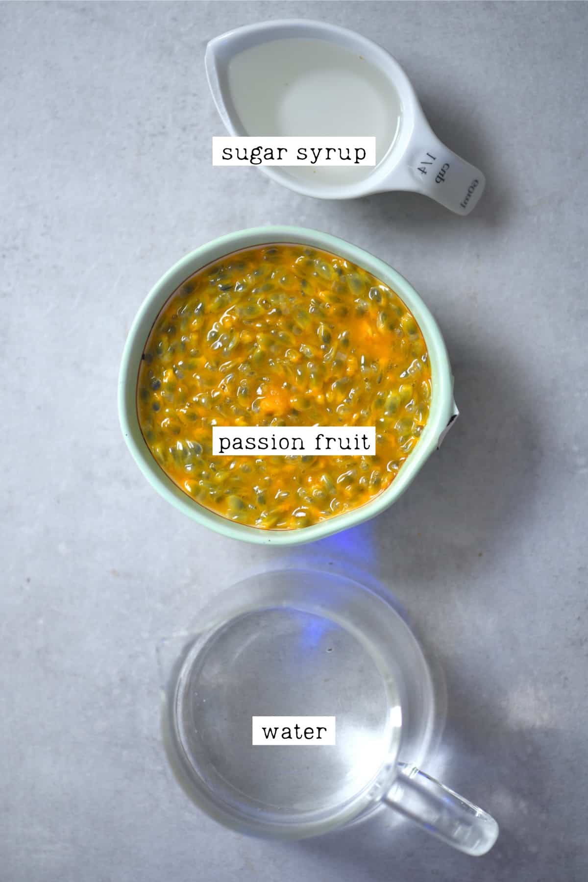 Ingredients for passion fruit juice