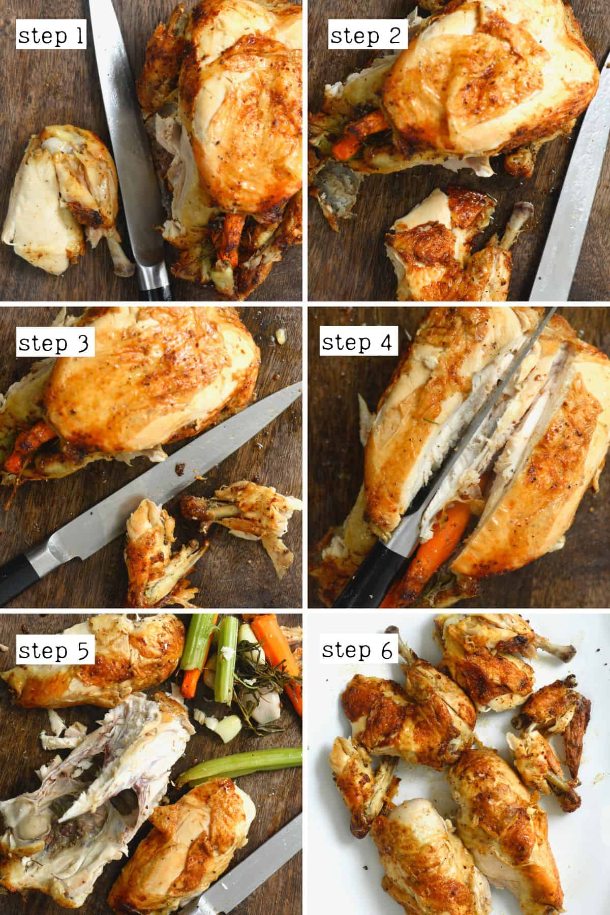 Steps for carving chicken