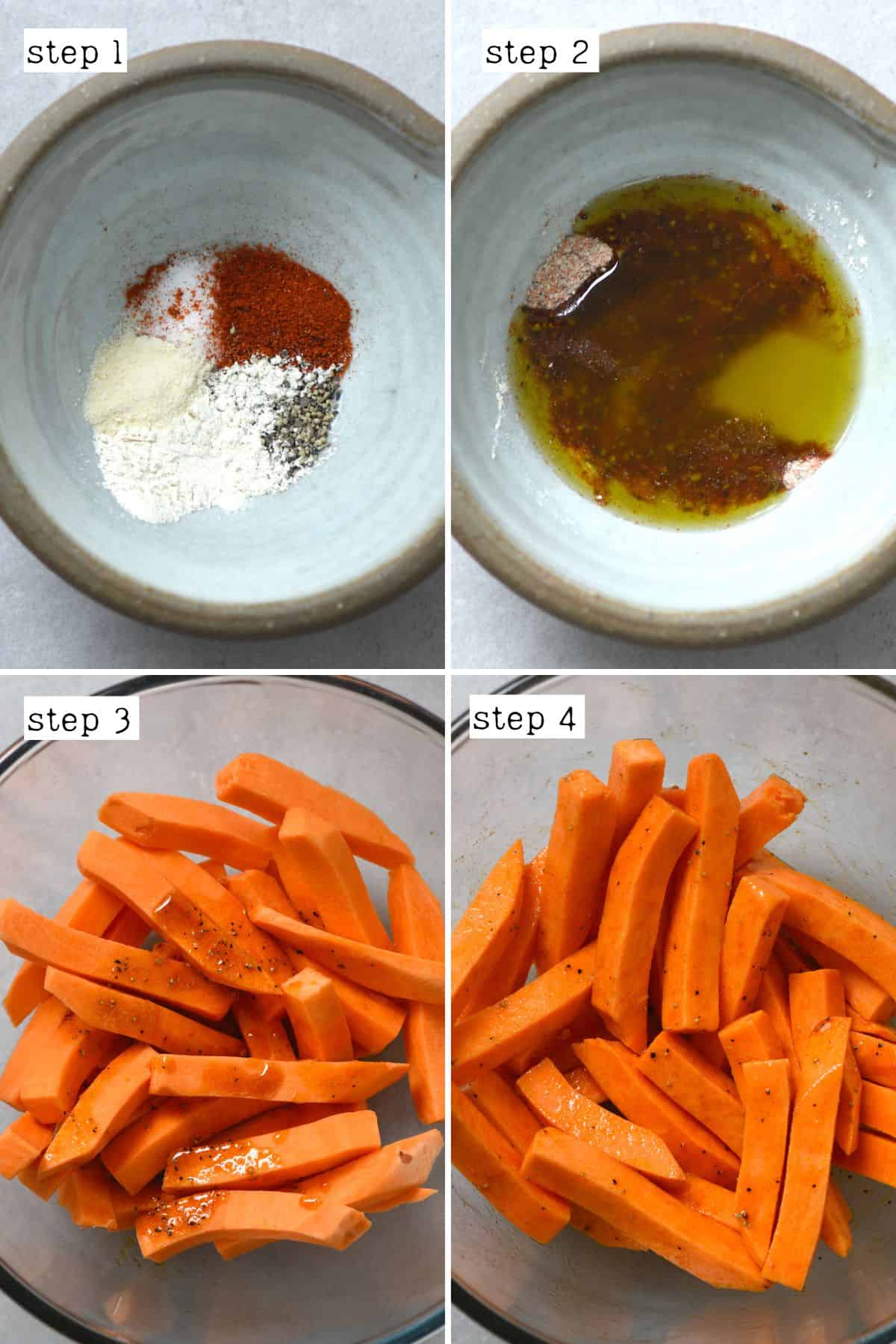 Steps for preparing sweet potato fries