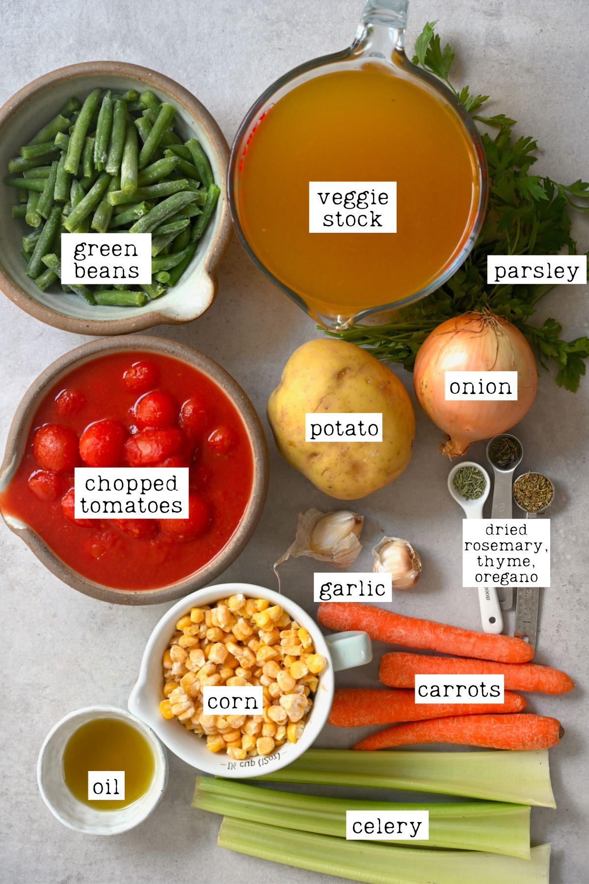 Ingredients for vegetable soup