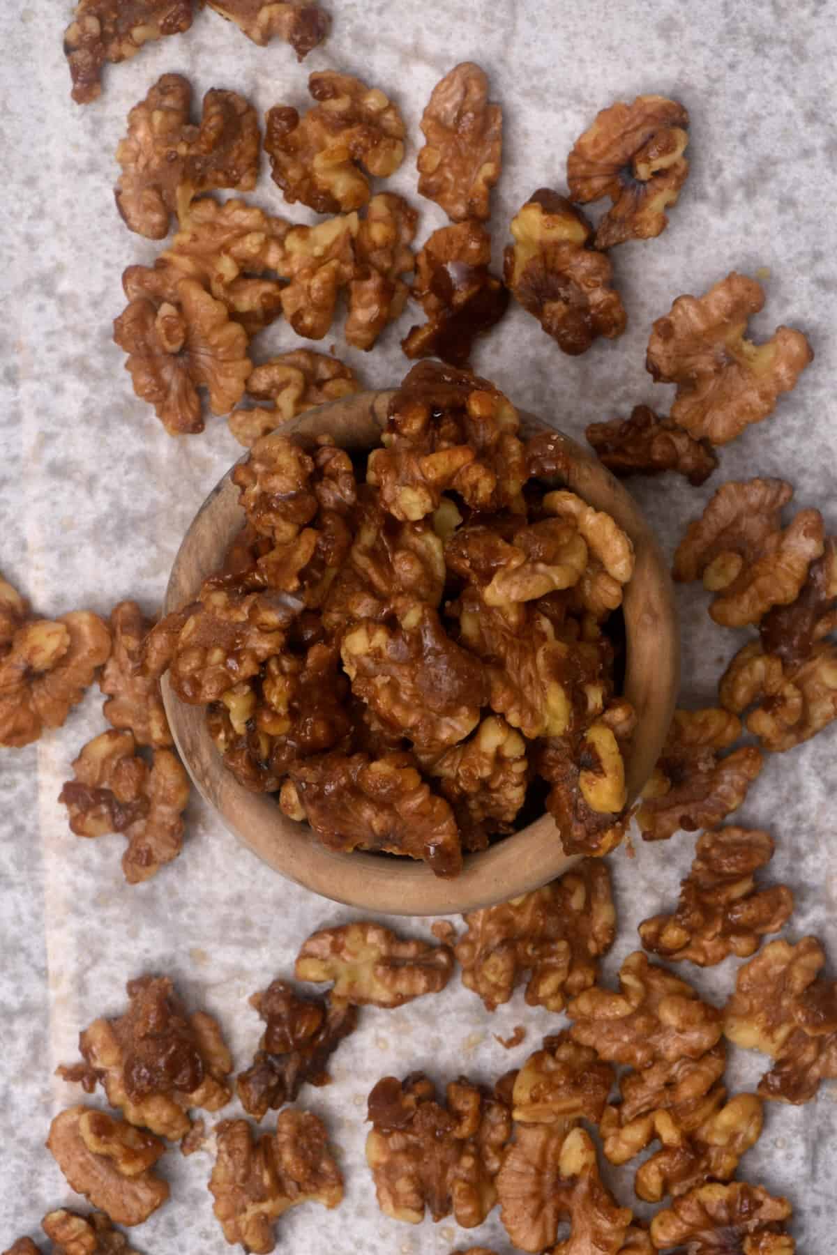 Homemade candied walnuts