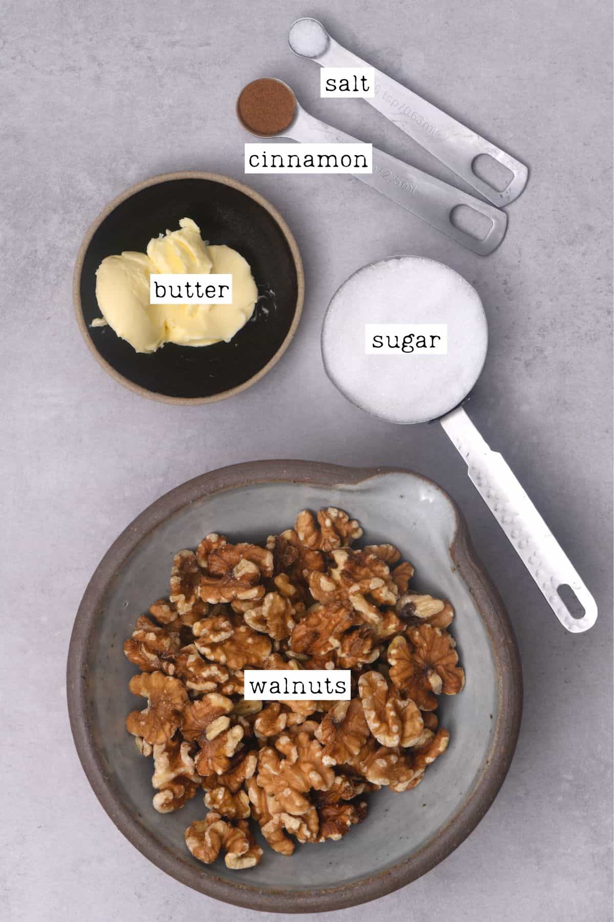 Ingredients for candied walnuts